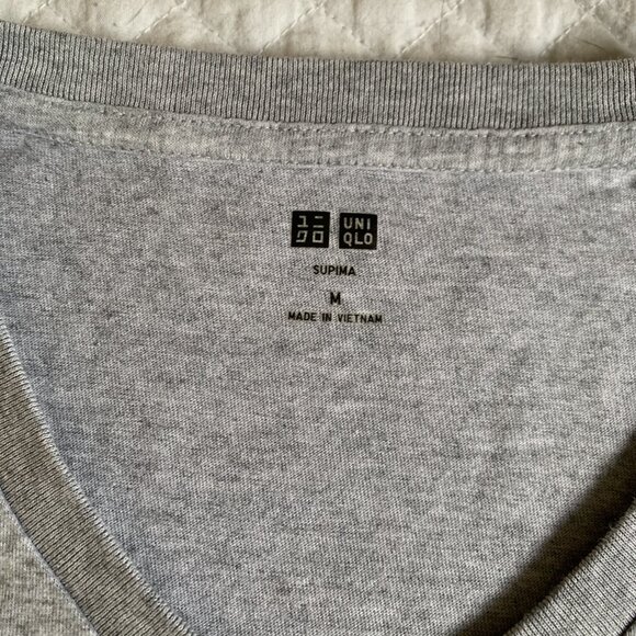 Uniqlo Men’s Supima Cotton V-Neck T-Shirt – Heather Gray (Size M) - Picture 3 of 6